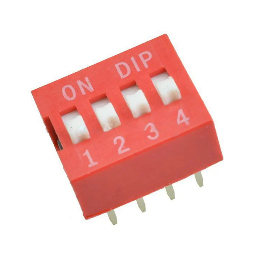 A55T 10Pcs Slide Type Switch Module 2.54Mm 4-Bit 4 Position Way DIP Red Pitch