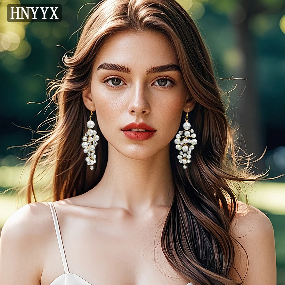 

HNYYX Fashion Pearl Pendant Earrings Elegant Luxury Women's Earring Wedding Party Prom Earrings Festival Jewelry Accessories B25
