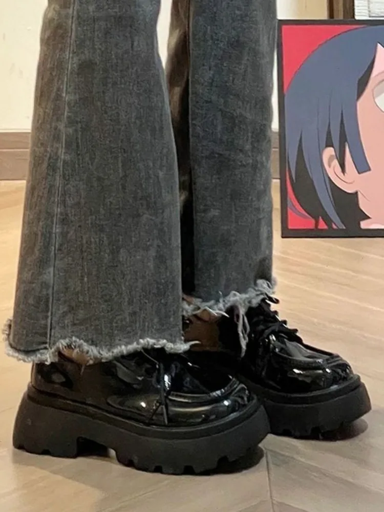 

Women Thick Soled Leather Shoes 2025 New Women's Hottie Thick Platform Leather Shoes British Versatile Japanese JK Shoes