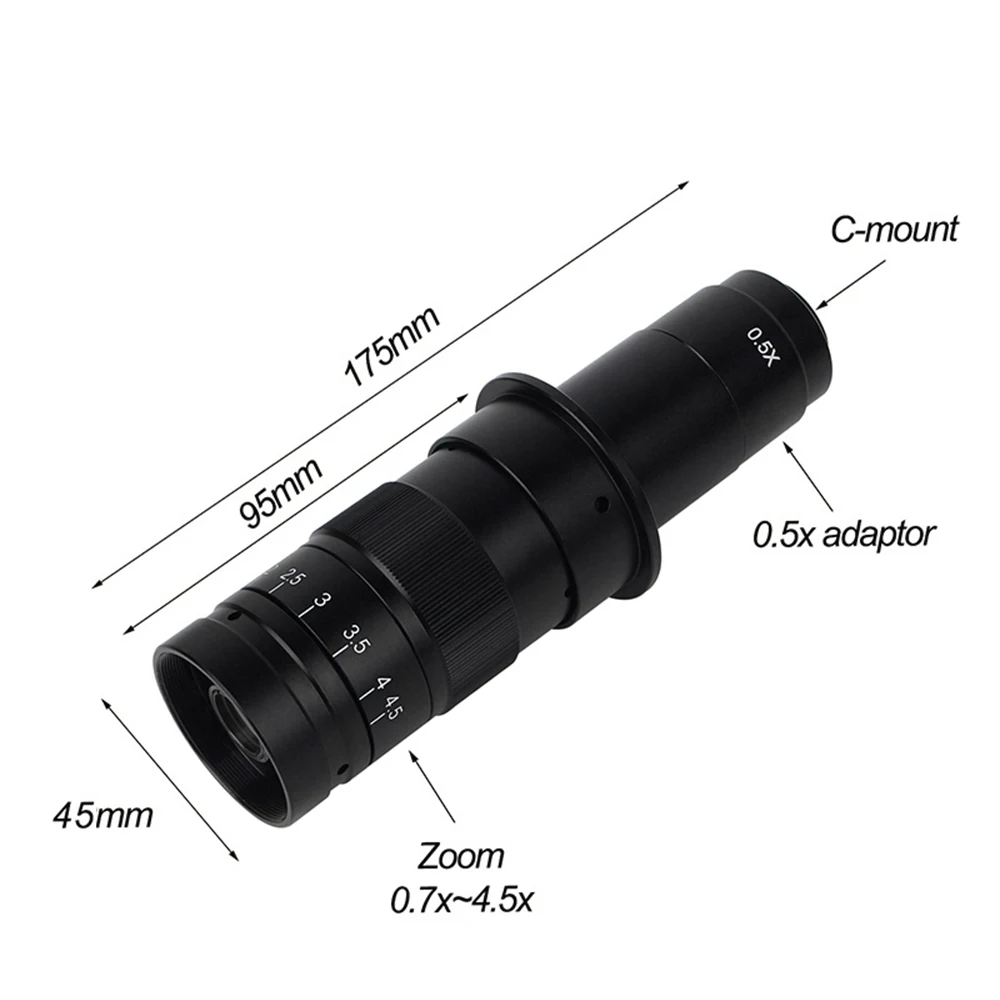 0-130X/150X/180X Microscope Lens High-definition Optical Display Multi Function Adjustable Zoom C-Mount Using a Microscopes Lens