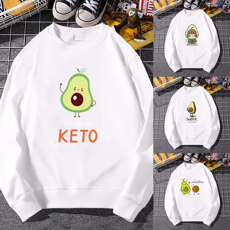 

Sweatshirts Hoodies Spring Autumn Casual Long Sleeve Tops O-neck Avocado Print Pullover Unisex Sweatshirt New Fashion Streetwear