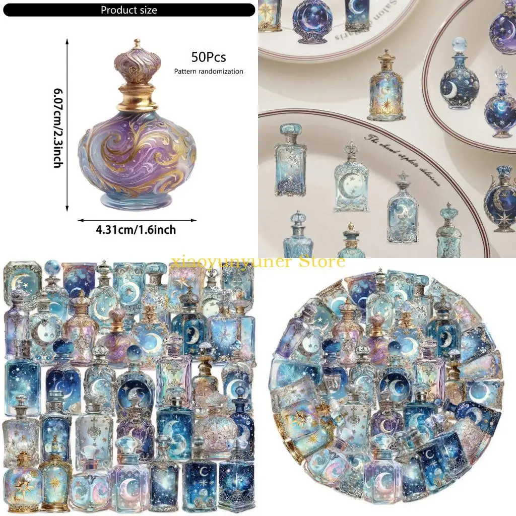 

P9JB 50pcs Таинственные лунные фазовые наклейки водонепроницаемые гитарные ноутбук