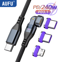 AUFU 240W Magnetic Super Fast Charging Cable For iPhone 16 15 Pro max USB Type C To USB C Wire Cord 5A For Macbook Xiaomi Laptop