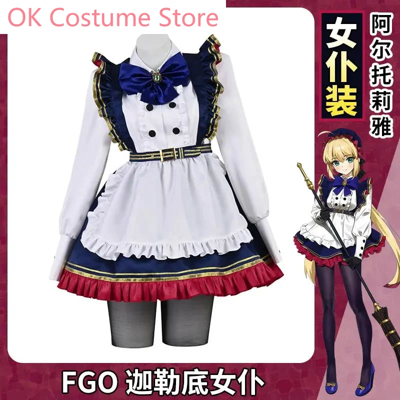 

Fate/Grand Order FGO Altria Pendragon Maid Uniform Dress Cosplay Costume Halloween Carnival Party Role Play Outfit NEW