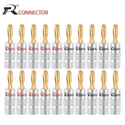 20pcs/10pairs BANANA PLUGS 24K Gold-plated 4MM Banana Connector with Screw Lock For Audio Jack Speaker Plugs Black&Red