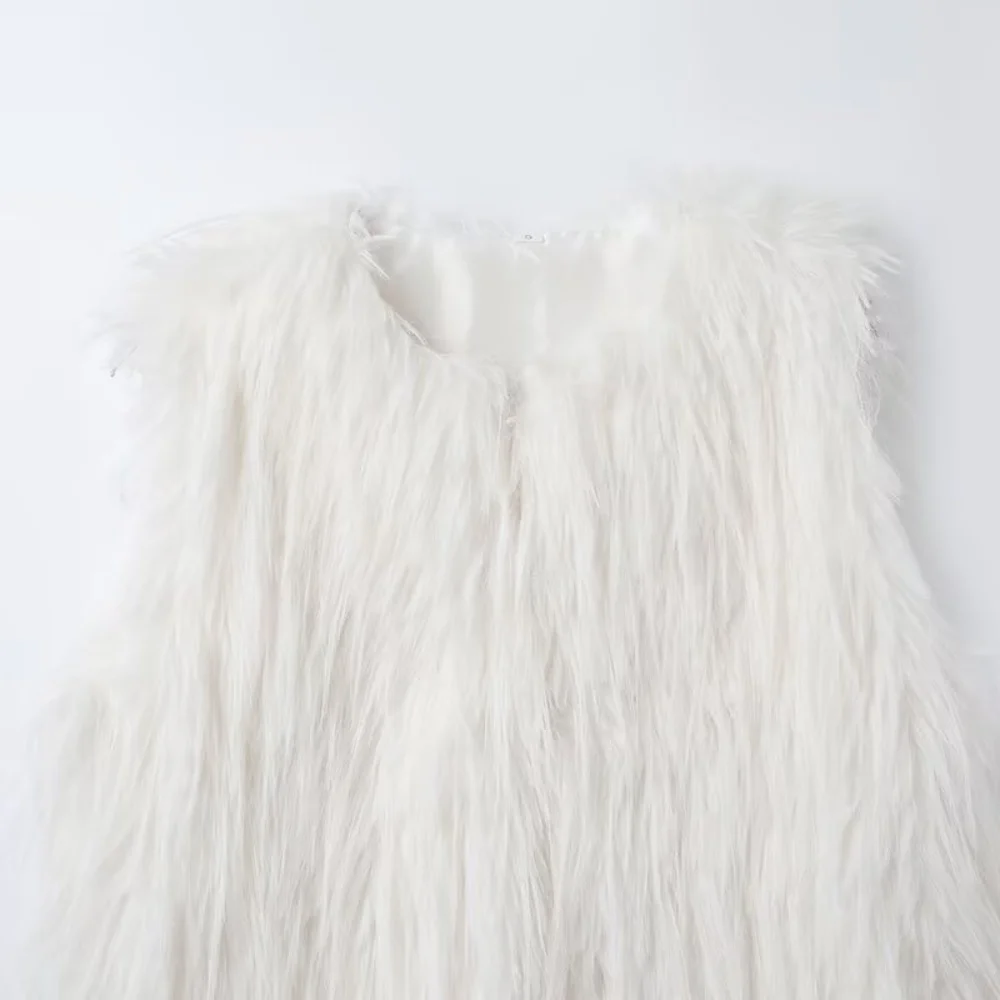 UNIZERA 2025, neues Damen-Casual-Mode-Tanktop im europäischen und amerikanischen Stil mit berührendem Pelzeffekt