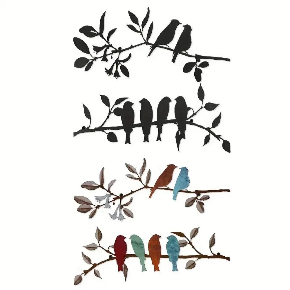 CIFBUY Rustic Aluminum Wall Art Birds On Branch Waterproof Durable Metal Sculpture for Living Room Bedroom Home Decor