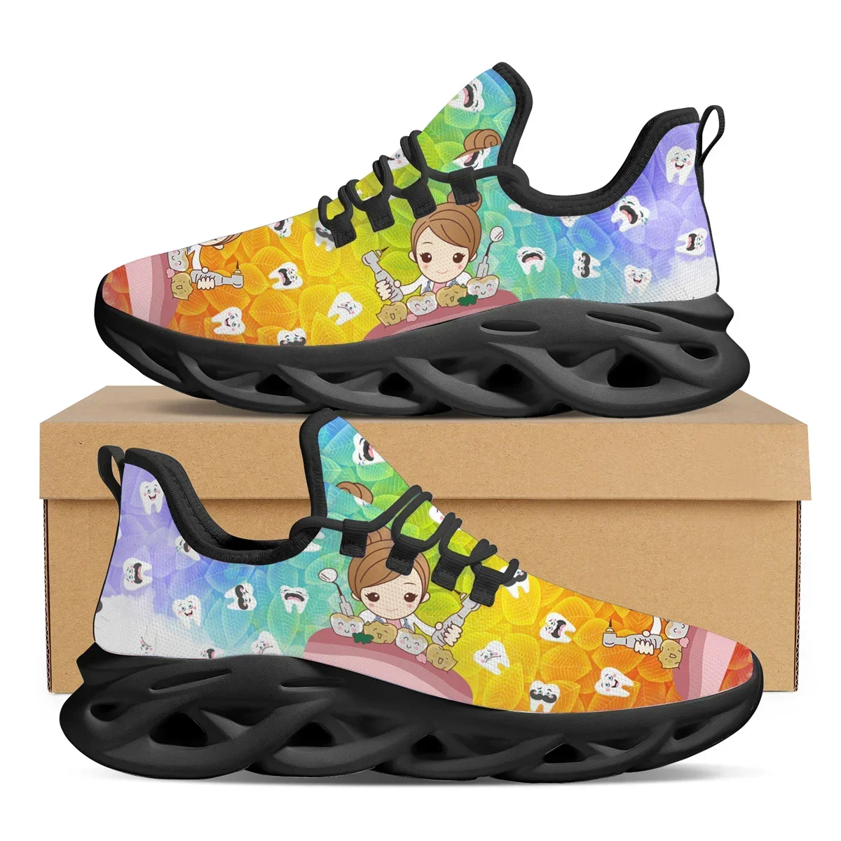 

Кроссовки женские Doginthehole с градиентным принтом и милым зубным узором, дышащие, повседневные, для бега, Zapatos Mujer