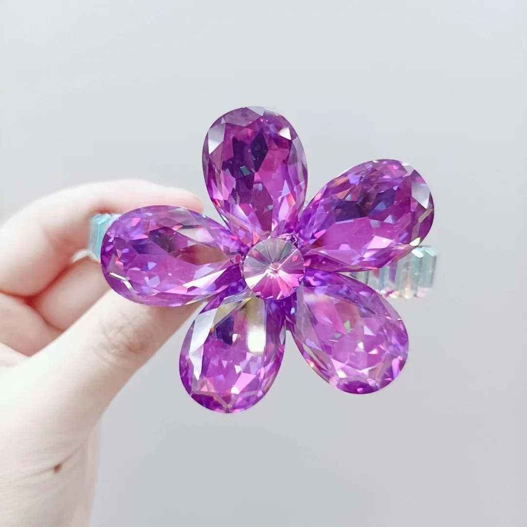 

Han edition new spring flowers super flash dust cap clip to acetate crystal craft high-end hair hairpin, original