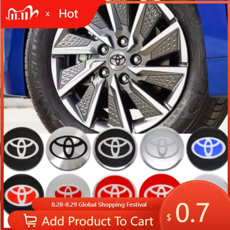

Fot Toyota 2026 Новый 4 шт. 56 мм колпаки для центральной ступицы колес, наклейка на обод, значок для Toyota Rav4 Corolla Camry Aqua Yaris Decora
