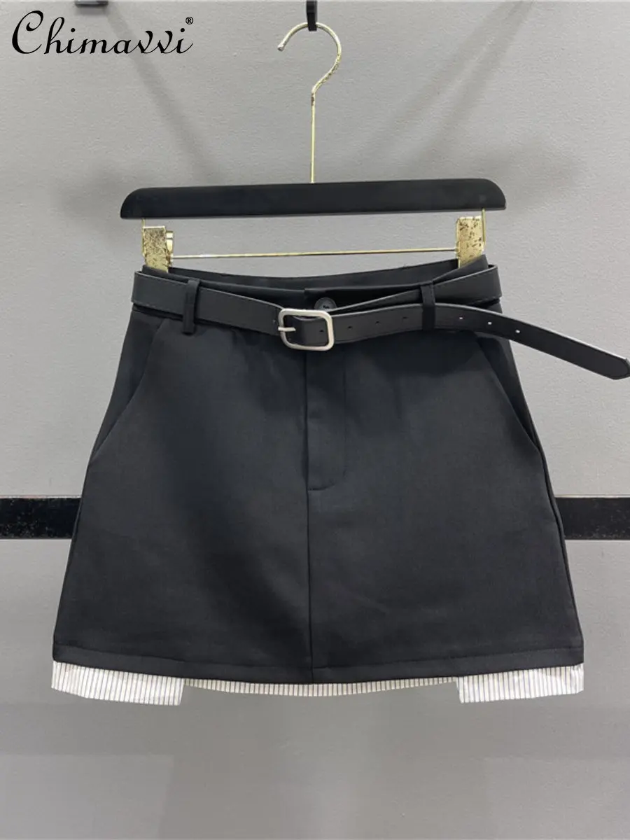 

Suit Skirt for Women 2023 Summer New Fashion Design Stitching Elegant Skirt High Waist Slimming A- Line Sheath Short Pantskirt