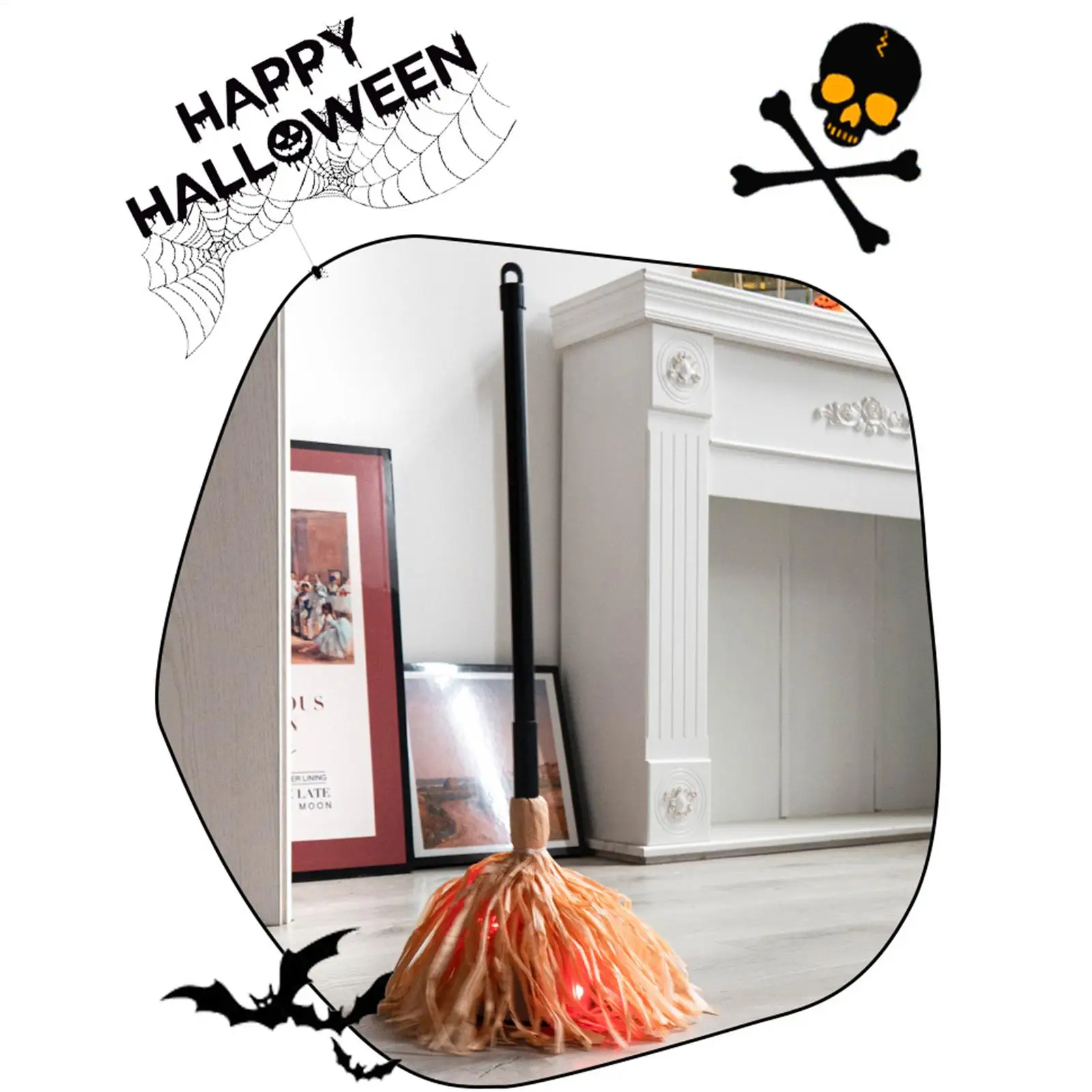回転ほうき ハロウィン ダンシングほうき 照明付き 電池式 不気味な装飾アクセサリー 屋内ポーチ 庭 パーティー用