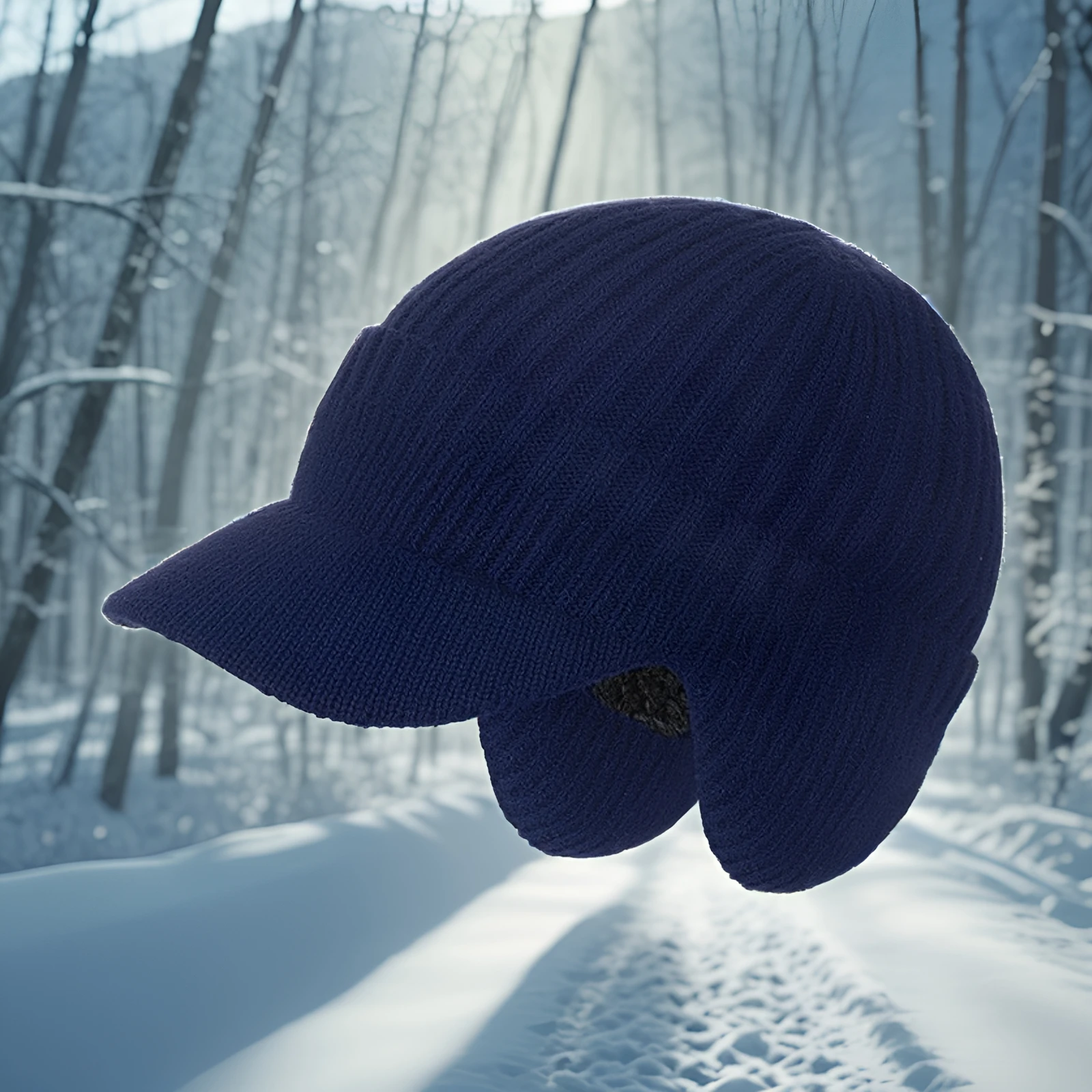 Зимняя шапка с полями и ушками, уличная теплая вязаная шапка с черепом на флисовой подкладке для мужчин и женщин