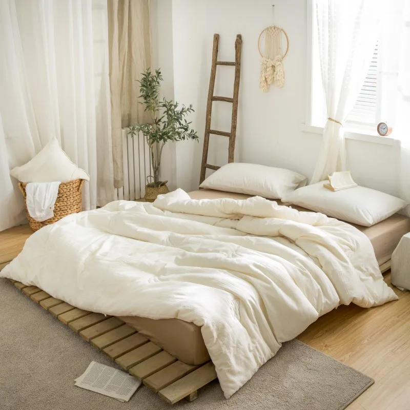 Twin Queen White Cotton Duvet Insert 100%Cotton Quilted Fluffy Comforter All Season Ultra-Soft Skin-Friendly Cloud Breathable