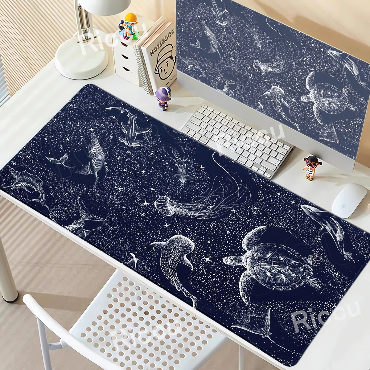 Whale Shark Galaxy Mouse Pad Anime Marine Organism Desk Mat XXL Office Keyboard Mousepad Gaming Large Deskpad PC Accessories Rug