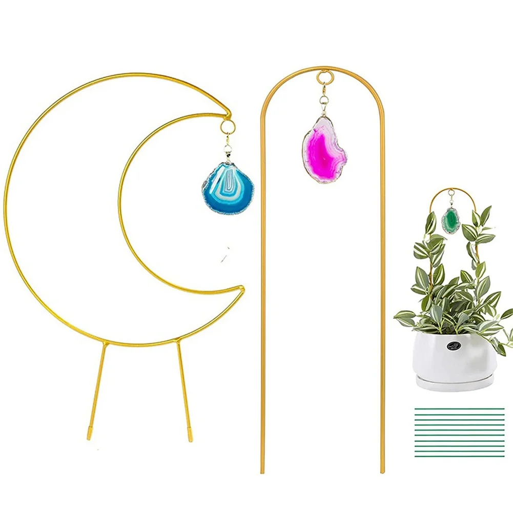 Plant Support Stand Iron Moon Geometric Frame for Indoor Balcony Garden Climbing Plants Sturdy Design Easy Setup 40x20cm Size