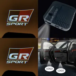 New 1/2Pcs GR Sport Logo LED Wireless Car Door Projection Welcome Shadow Light For Toyota Camry Chr Corolla Rav4 Yaris Prius