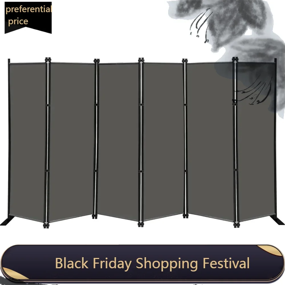 

6 Panel Folding Privacy Screen 9ft Wide, 6ft Tall Partition Room Divider Portable Office Walls Dividers Room Separator,