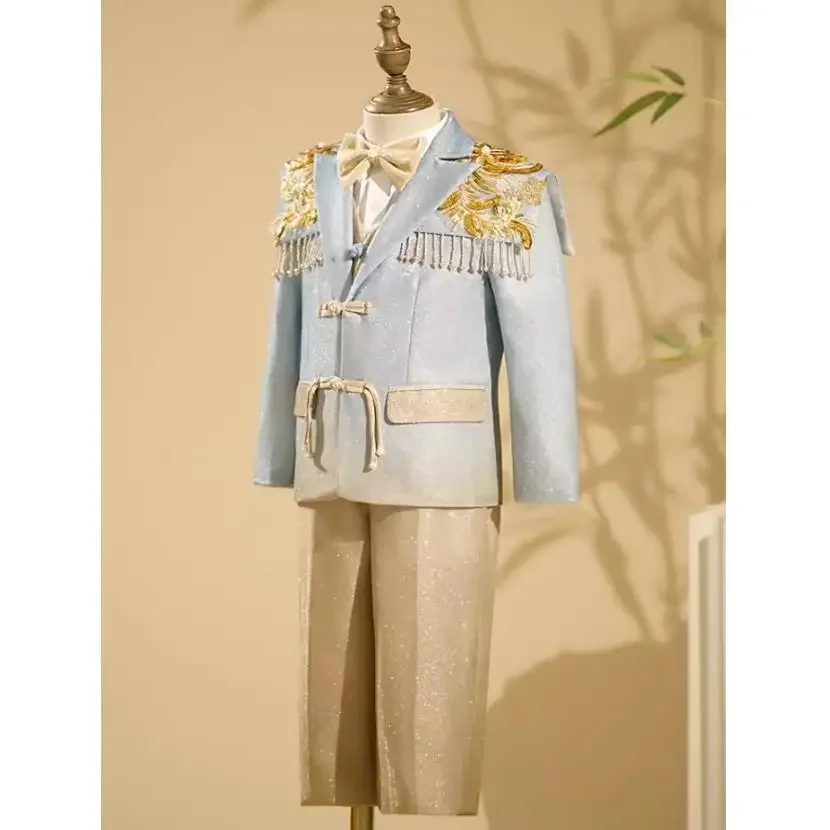 Children\'s Suit Host Performance Costume Kids Wedding Birthday Baptism Formal Party Evening Gown Boy Catwalk Blazer Sets A3224