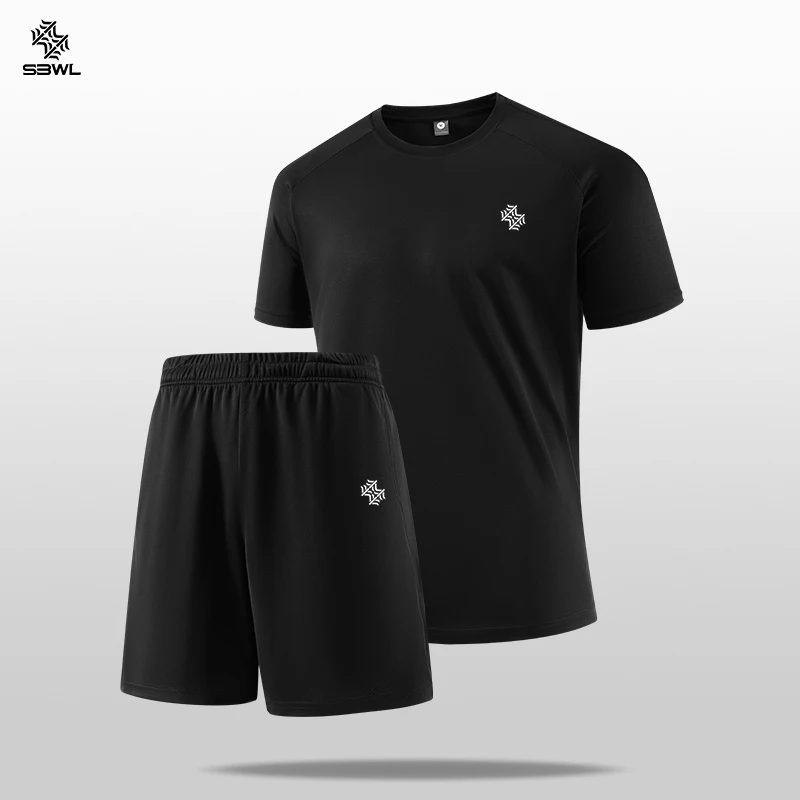 

2026 Summer Men's Suit, Casual Sports Short Sleeve Print Set, Men's Short Sleeve Shirt + Shorts, Fitness Sports Outfit