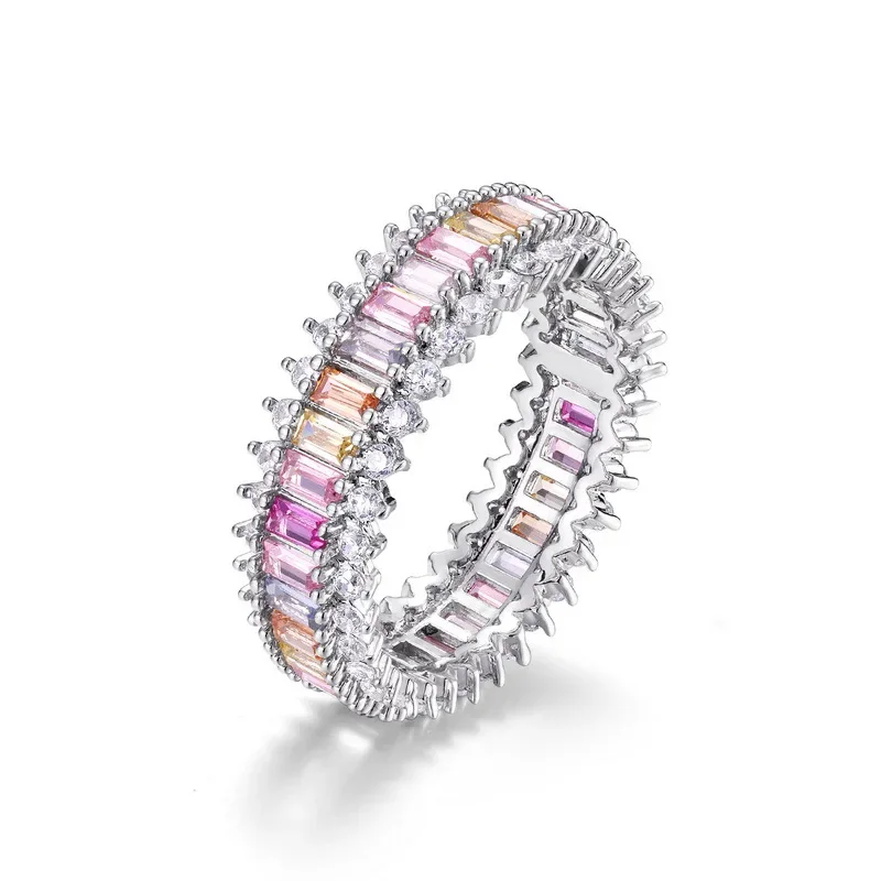 Bague en or 18 carats incrustée de pierres de bébé colorées pour femme, PT950, résistant à une rangée, simple, étendu, nouveau