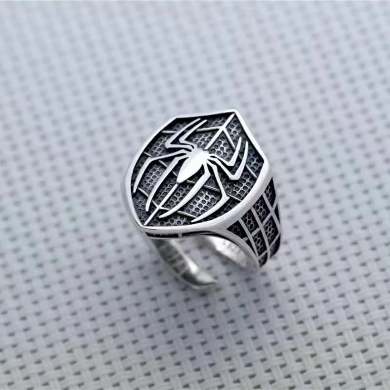 Marvel Spider-Man Alloy Ring Anime Figures Q Figurals Anime Merchandise Decoration Individuation Niche Male Ring Christmas Gifts