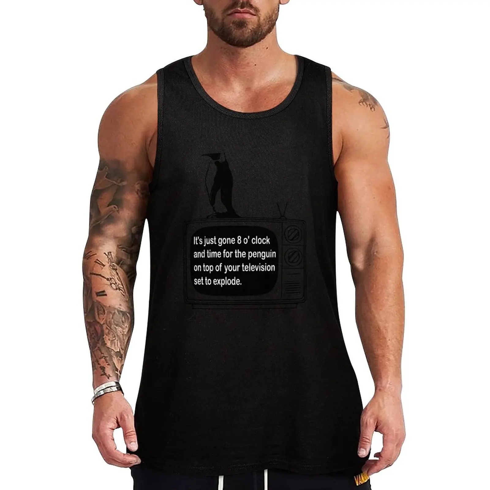 Exploding Penguin - British Comedy - Flying Circus Tank Top Summer Beach Tank Top Casual Loose Sleeveless Shirt