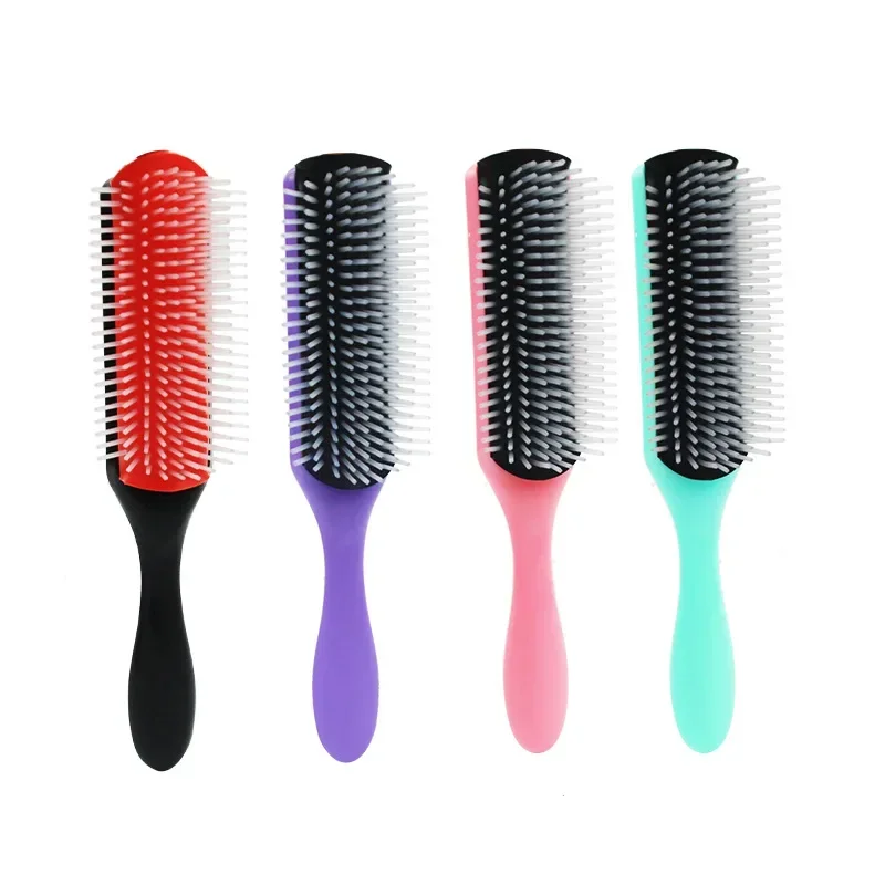 9-Row Detangling Curly Hair Brush Anti-static Detangler Hairbrush Scalp Massager Straight Wet Hair Comb for Women Men Home Salon