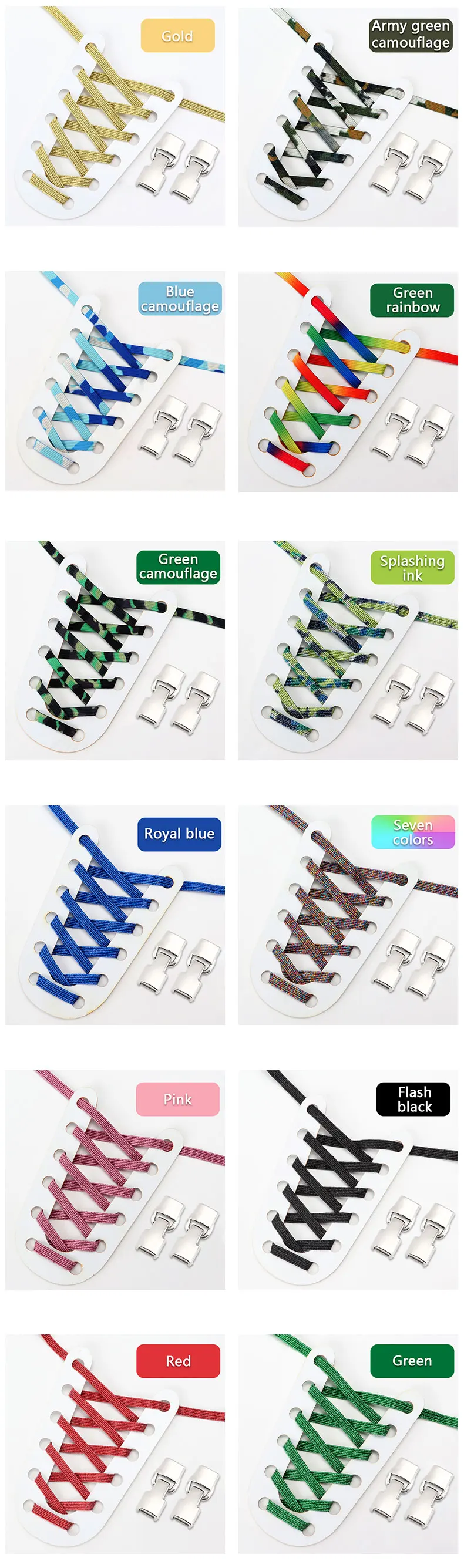 Schnürsenkel ohne Binden, Metallschnallenverschluss, elastische Schnürsenkel für Turnschuhe, 1 Sekunde, schnelles Ein- und Ausschalten, praktische Spitze für faule Schuhe, Unisex – Detail 10