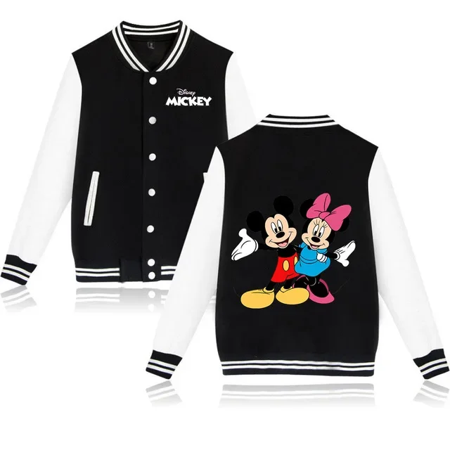 

Disney Mickey Minnie Baseball Jacket Hoodie Men Women Hip Hop Harajuku Jackets Streetwear Kids Boys Girls Loose College Coats