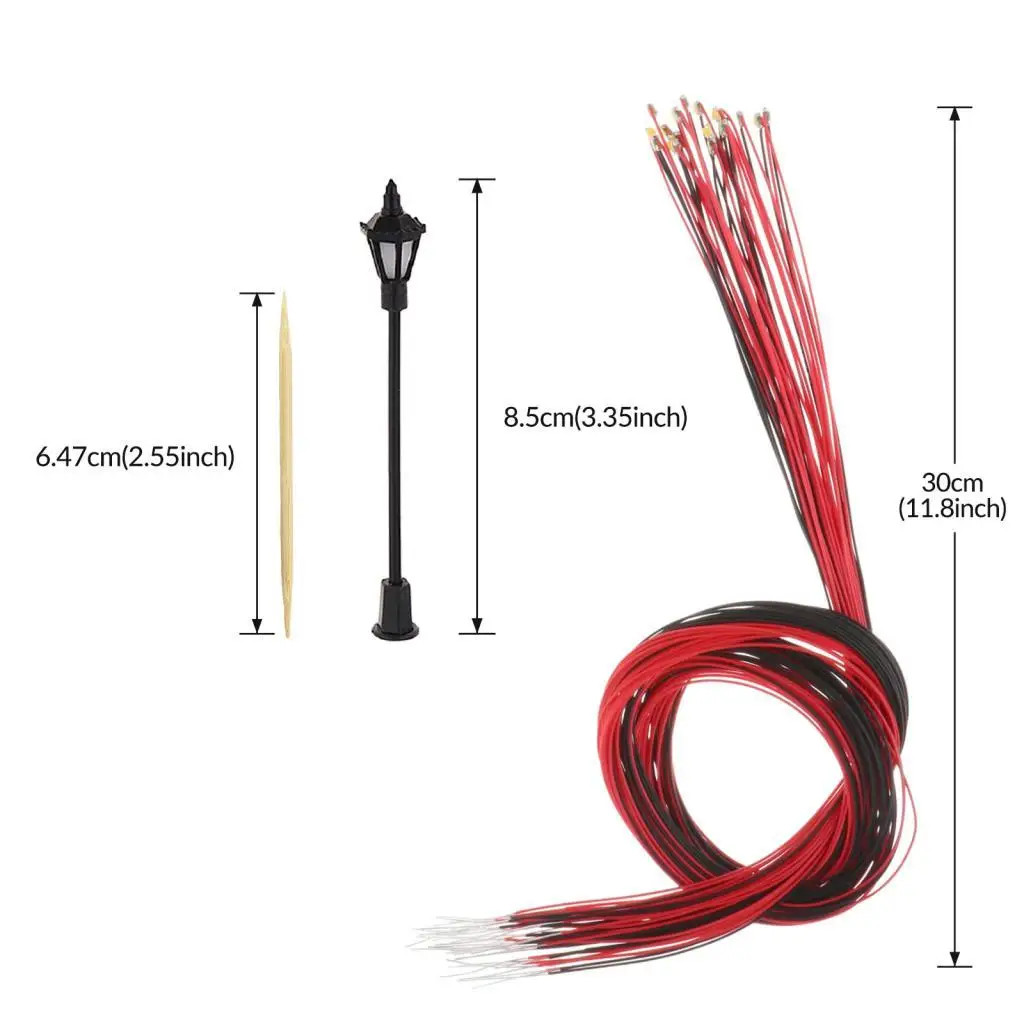 N Scale Garden Landscape Lights LED Miniature Street Lamp Post Sandtable Model for Railway Diorama