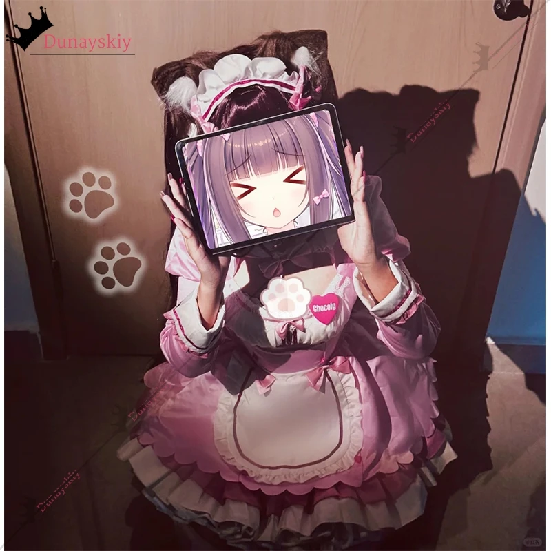 

YiNuo*/Game Anime Nekopara Vanilla Chocola Cosplay Costume Nekomimi Paradise Wig Printing Maid Attire Woman Carnival Suit