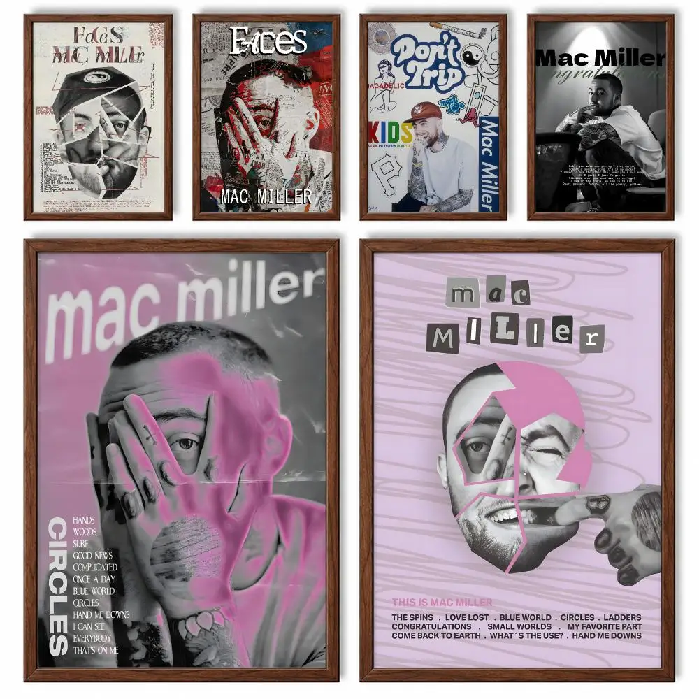 Rapper Mac Miller Poster Self-adhesive Waterproof Paper Sticker Art Coffee House Bar Room Wall Decor