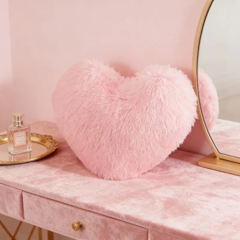 Almofada Decorativa Coração Rosa 30x40cm para Sala de Estar, Quarto, Sofá, Cadeira, Acento Aconchegante e Conforto para Cantinho de Leitura