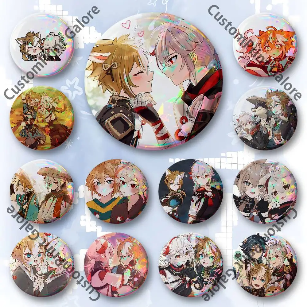 Kazuha Gorou KazuGorou Badges 58 44 32 75 25 mm Enamel Pin Tinplate Round Brooch Cosplay Nijigen Otaku Culture
