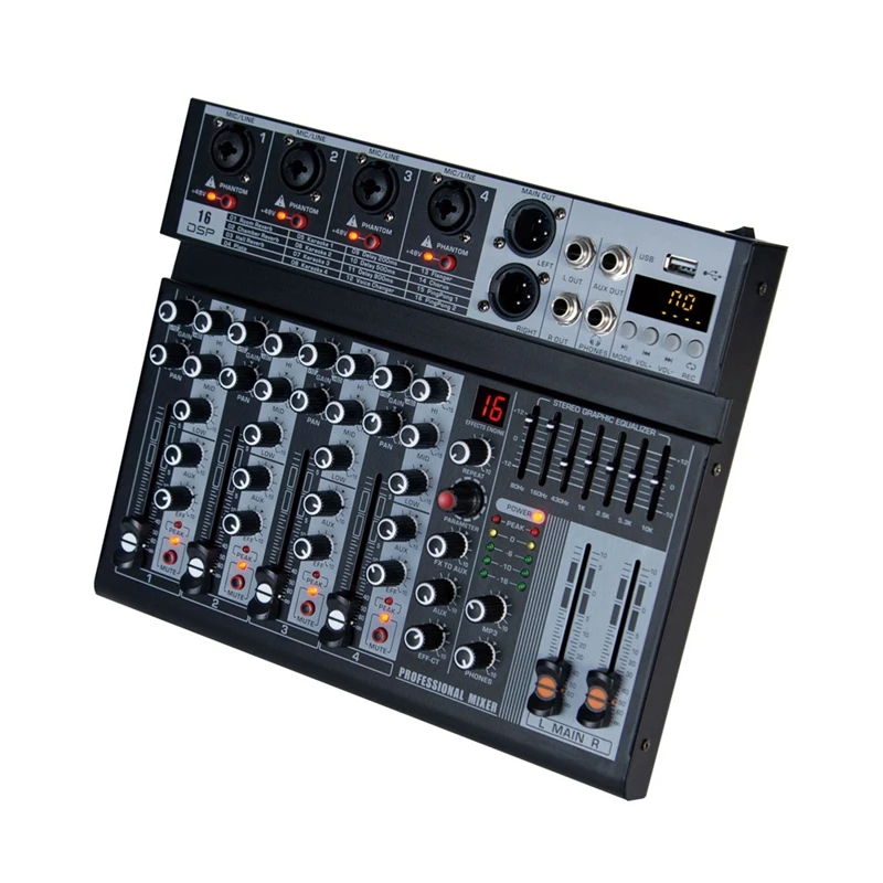 4 Channel Audio Mixer Digital Mixer Sound Card Microphone Live Broadcast Computer Recording DJ Audio Equipment