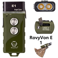 RovyVon E1 500 Lumens Keychain Flashlight USB Rechargeable EDC Torch Power By Built-in Internal or Replaceable External Battery