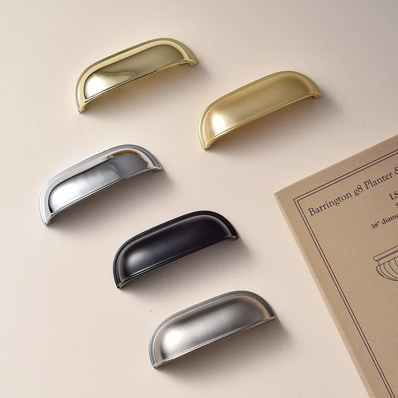Shell Drawer Handle French Wardrobe Door Handle Nickel Brushed Cabinet Door Pull Kids Room Bookcase Desk Pull Furniture Hardware