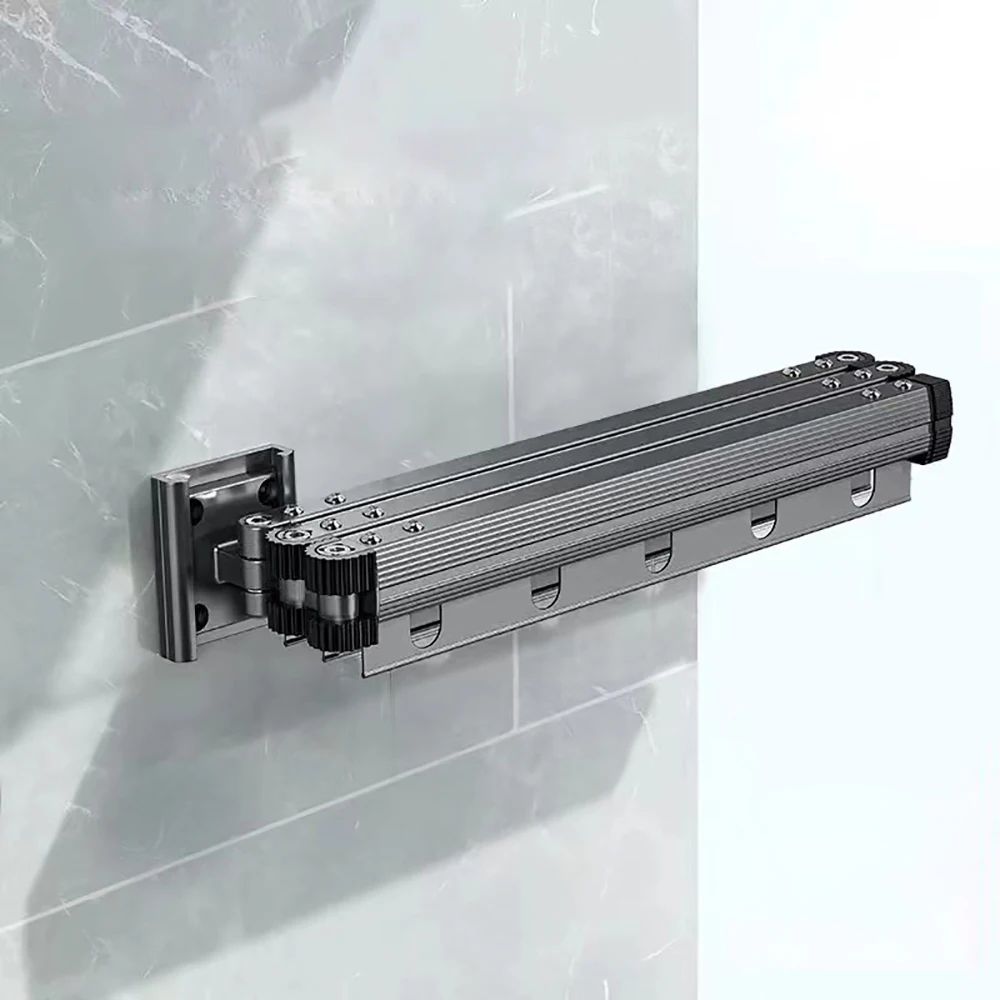 رائجة البيع طوي الملابس تجفيف الرف الغسيل قابل للسحب الحائط شماعات ملابس رف توفير المساحة شرفة رف معلق #2