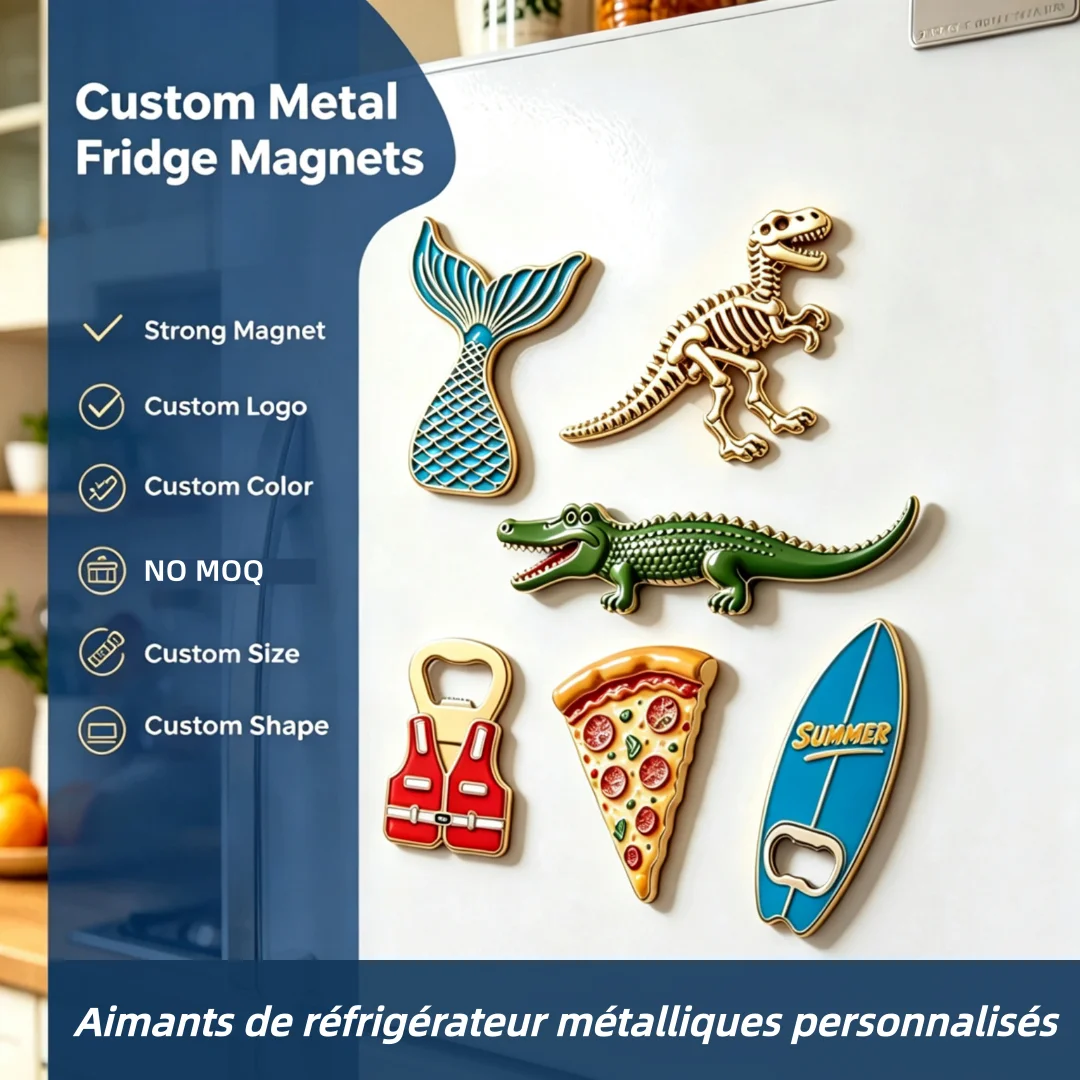 Customized Soft Enamel Logo Fridge Magnet Personalized Metal Bottle Opener Fridge Magnet Durable 3D Refrigerator Magnet