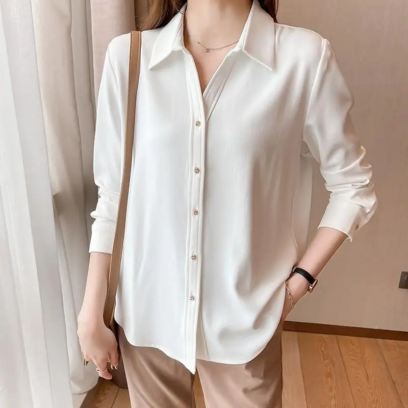 Early Autumn New White Chiffon Shirt with a Female Design Sense Niche and Western-style Fashion Long Sleeved and High-end Top