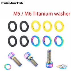 1pcs RISK M5 M6 티타늄 볼트 와셔 0.14g 경량 자전거 오토바이 나사 플랫 티 와셔 프레임 보호 액세서리