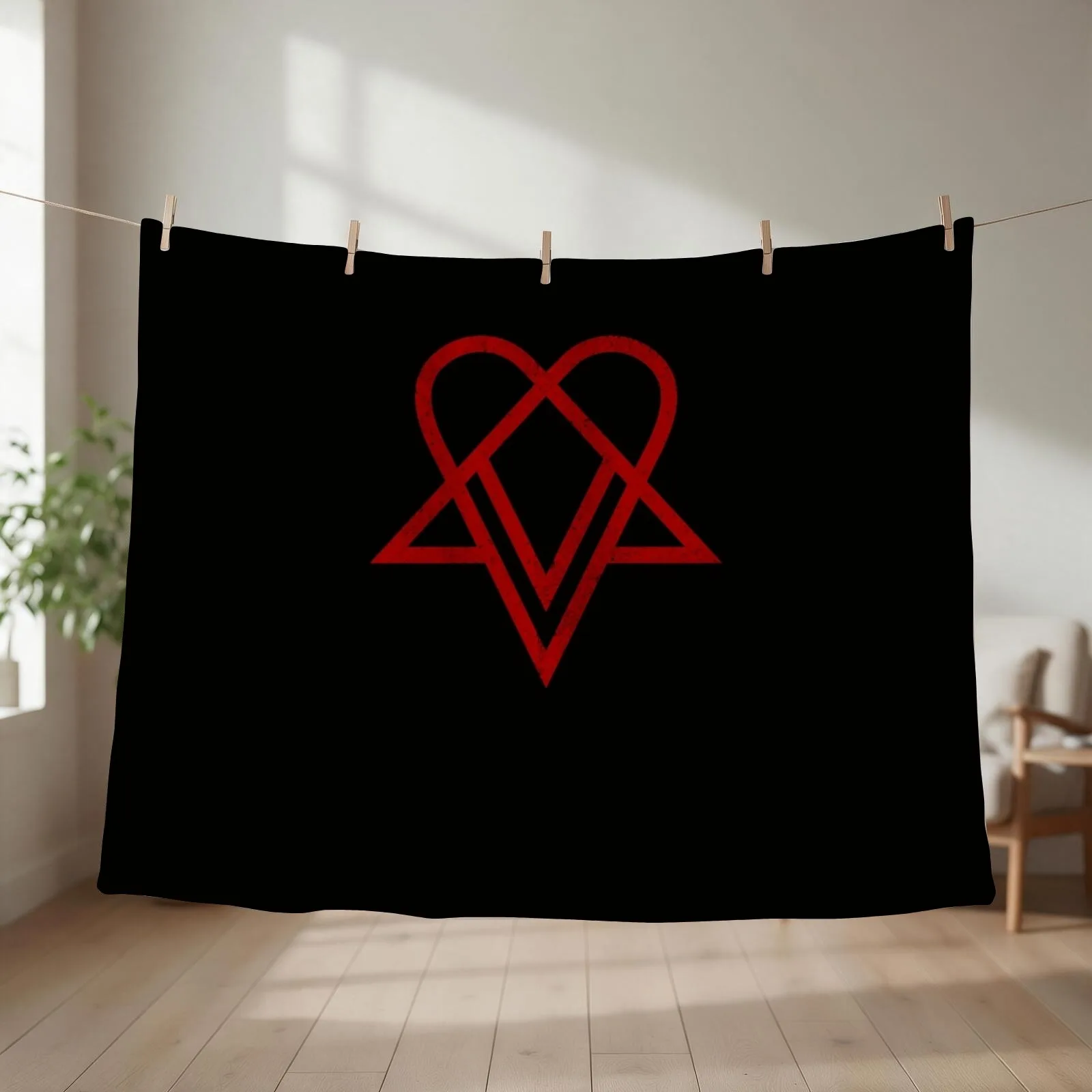Heartagram Him Band Logo Tee Heartagram symbol Ville Valo Throw Blanket couch cozy soft plush fuzzy picnic outdoor blanket