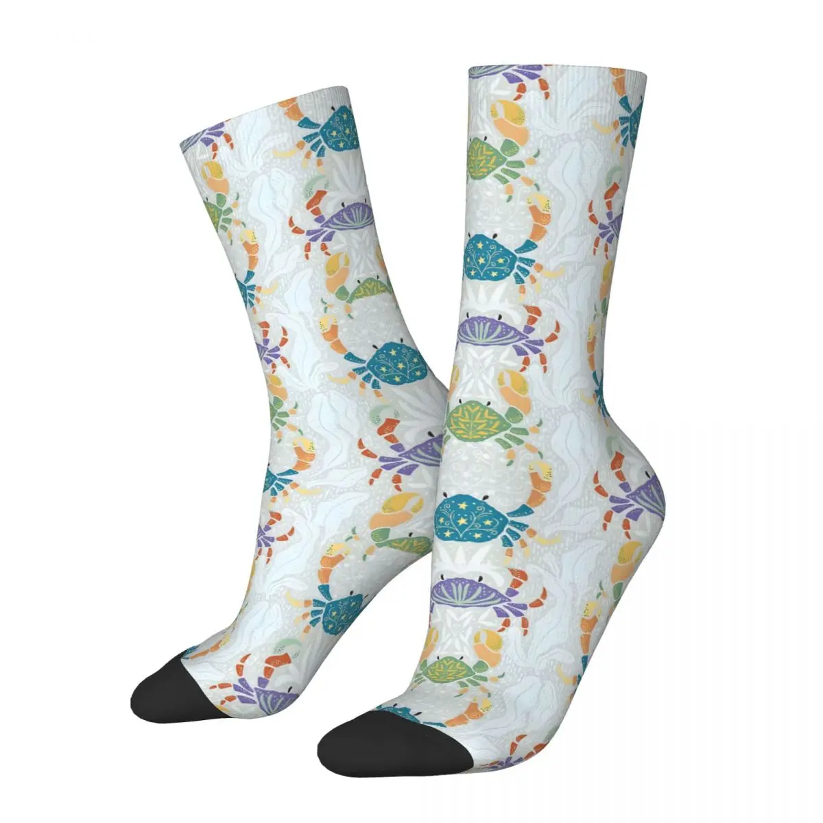 

Funny Crazy Sock for Men Colorful Crabs Hip Hop Harajuku Happy Pattern Printed Boys Crew Sock Casual Gift