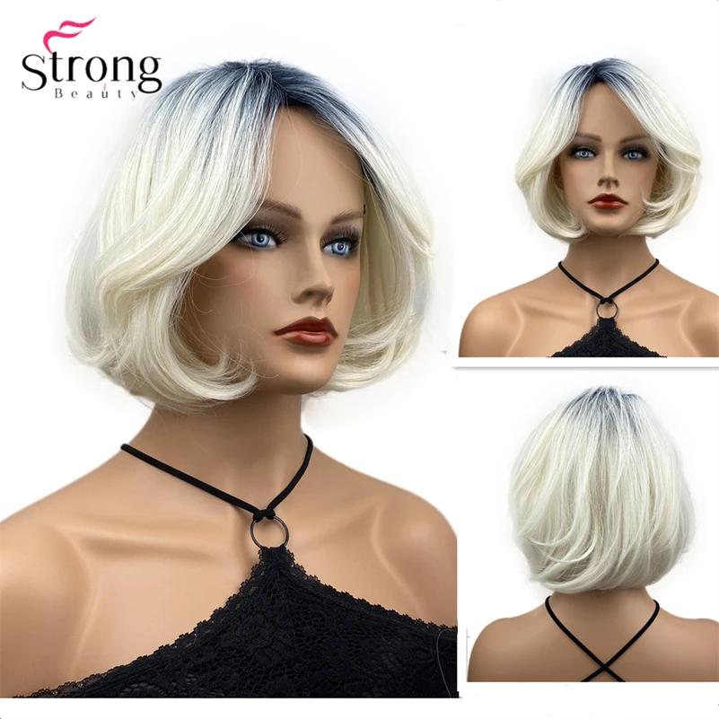 StrongBeauty Short Black Curly Full Synthetic Wig for Women mix order