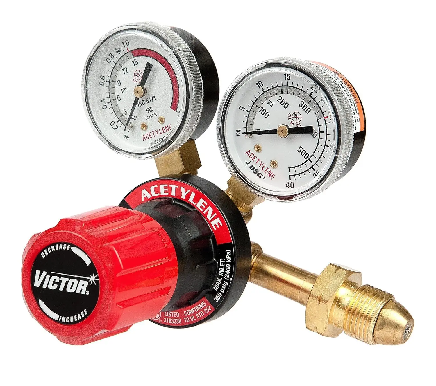 

Medium Duty Single Stage Acetylene Regulator, 15 psig Delivery Range, CGA 510 Inlet Connection for Safe Gas Control