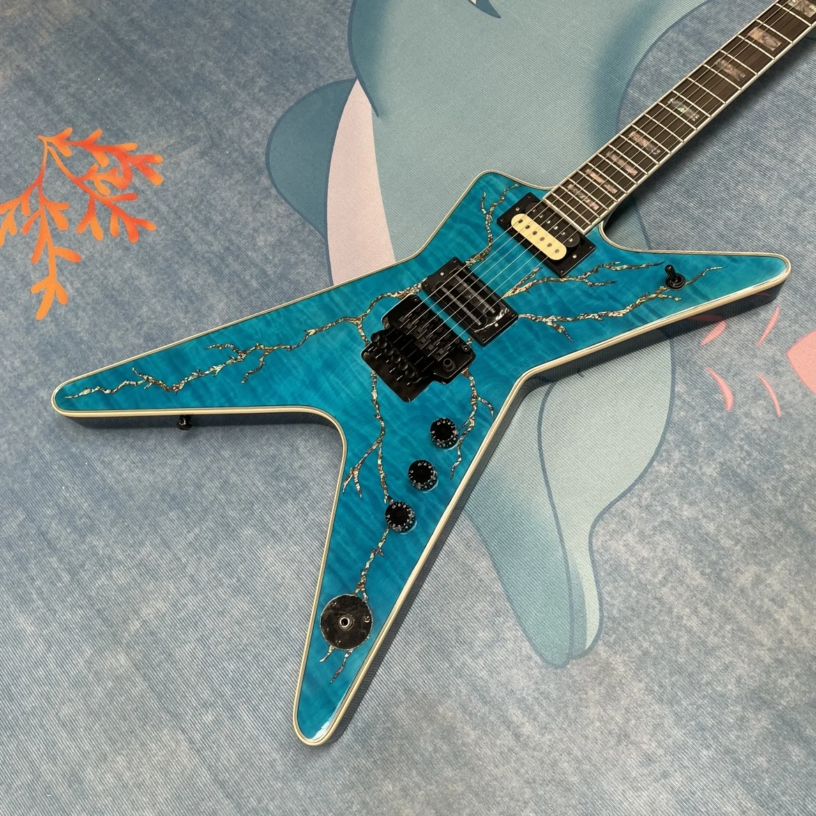 

Blue 6-string electric guitar with humbucker pickups and tremolo system guitars, advanced speed-picking electric guitarra