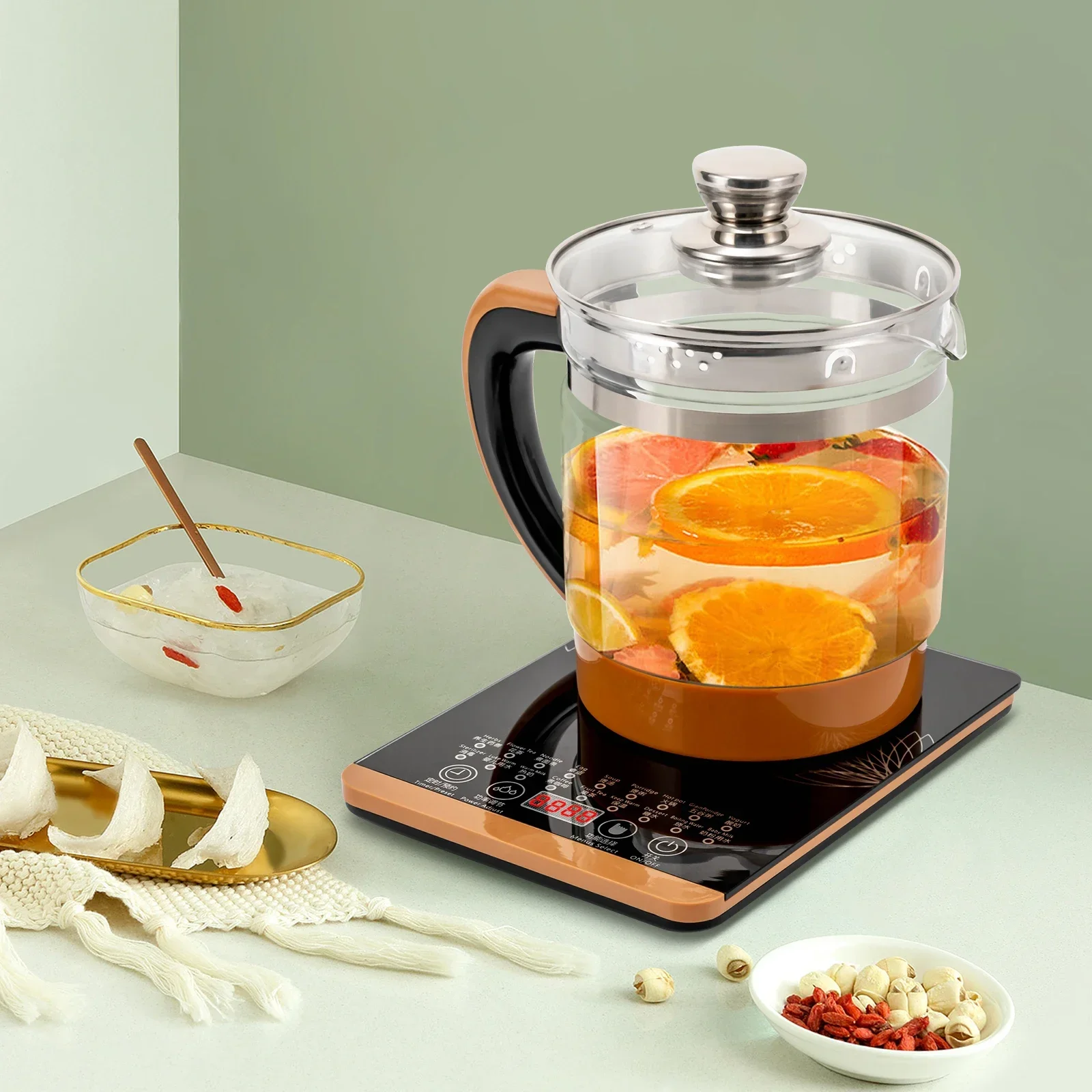 

Electric Glass Kettle 1.8L, Multi-Functional Tea Maker With 18 Modes, 800W Fast Heating Kettle - Borosilicate Glass & 304 Stainl