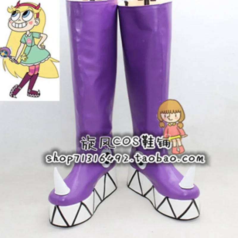 

Star Butterfly Cosplay Shoes Halloween Carnival Boots Purple PU Boots Custom Made Any Size