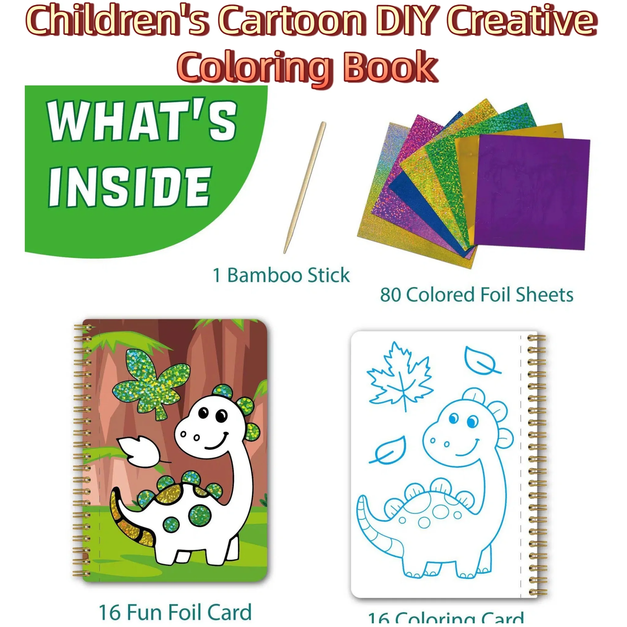 

Shimmering Sticker Book - Children's Cartoon DIY Creative Coloring Book Birthday Space Theme Doubleside Shimmering Sticker Book